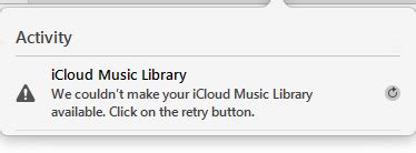 we couldn't make your icloud music library available